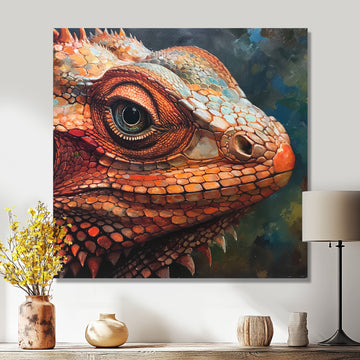 Smirky Red Lizard Portrait - Lizard Wall Art Prints